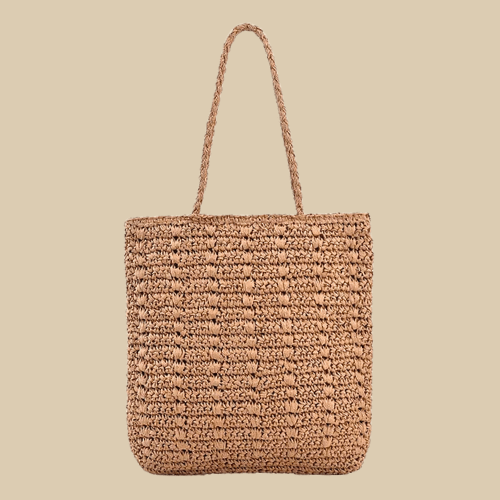 Raffia Shoulder Bag for Women, Natural Woven Summer Purse