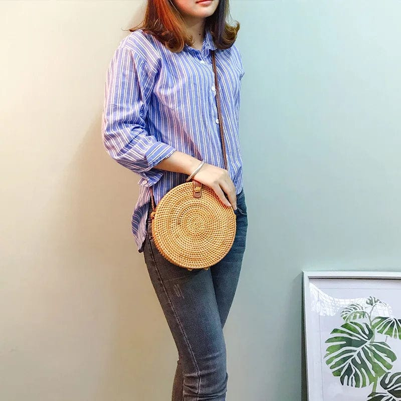 Small Rattan Summer Bag for Women, Natural Summer Vacation Purse