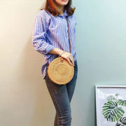 Small Rattan Summer Bag for Women, Natural Summer Vacation Purse, styled as a SheSelects summer accessory