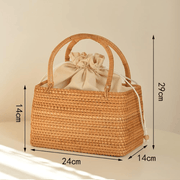 Rattan Beach Bag for Women, Lightweight Summer Vacation Purse, styled as a SheSelects summer accessory