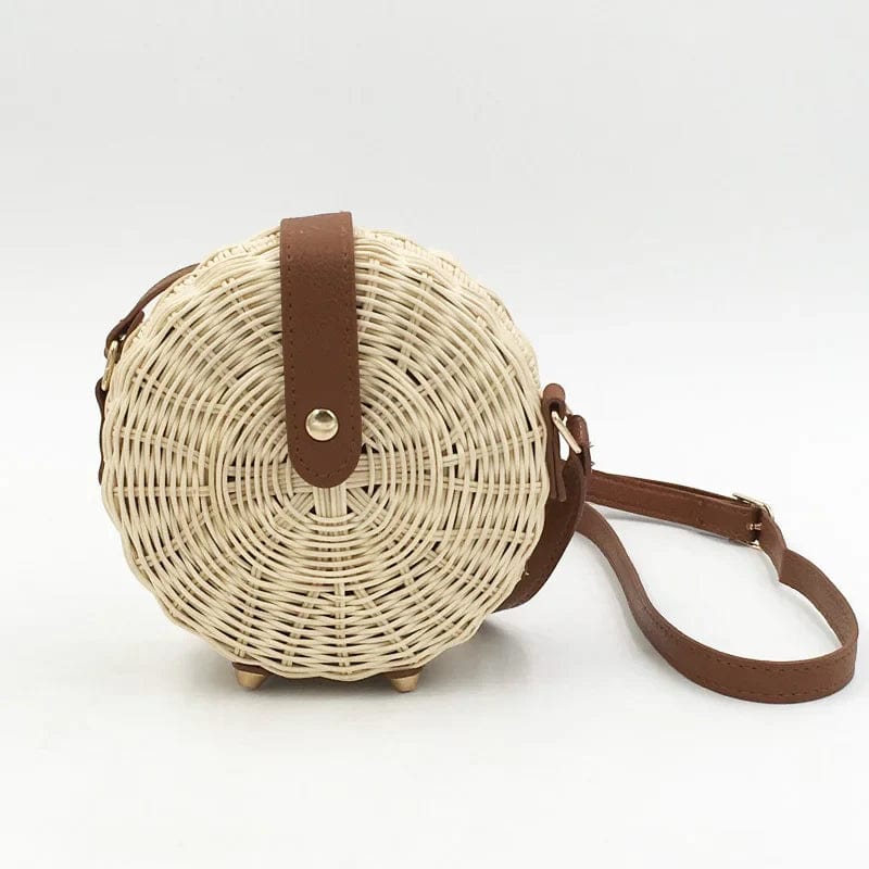 Rattan Round Bag for Women, Boho Summer Crossbody Purse, styled as a SheSelects summer accessory