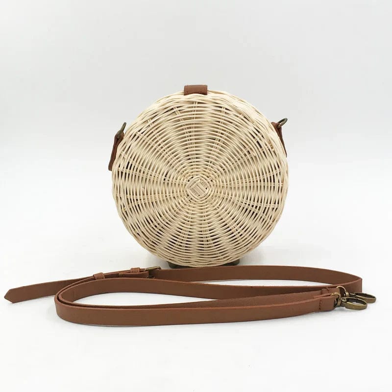 Rattan Round Bag for Women, Boho Summer Crossbody Purse, styled as a SheSelects summer accessory