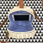 Rattan Round Bag for Women, Boho Summer Crossbody Purse, styled as a SheSelects summer accessory