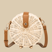 Rattan Round Bag for Women, Boho Summer Crossbody Purse, styled as a SheSelects summer accessory