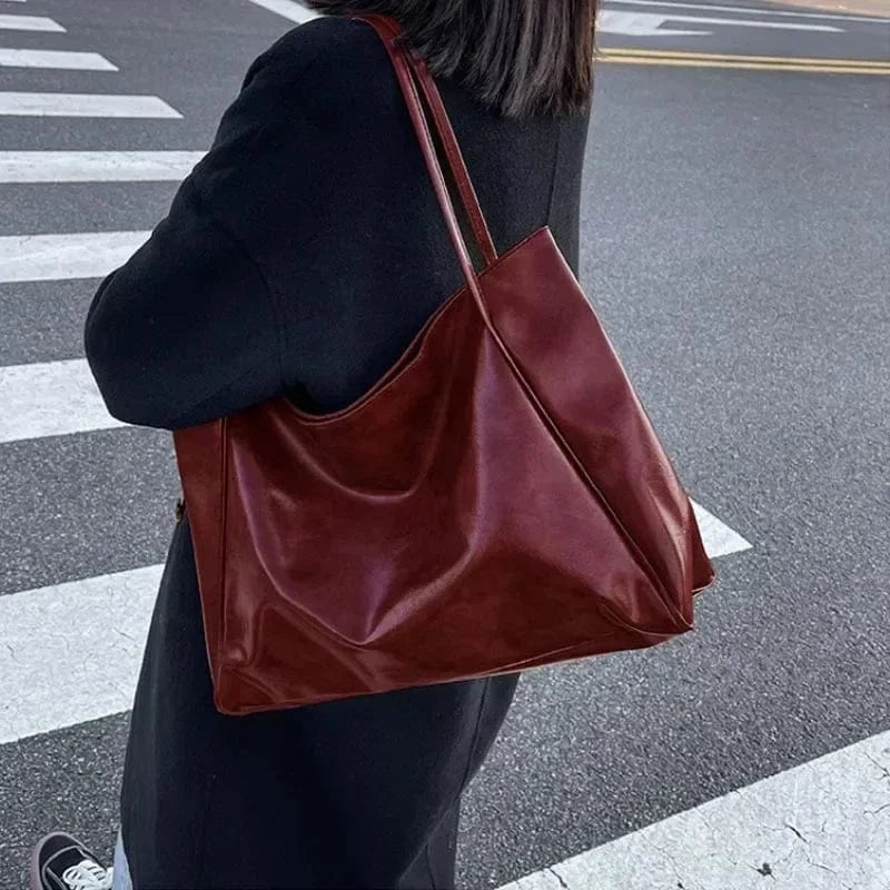 Vegan Leather Tote Bag for Women, Soft Everyday Shoulder Purse