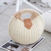 Wicker Round Bag for Women, Boho Summer Crossbody Purse in White, styled as a SheSelects summer accessory