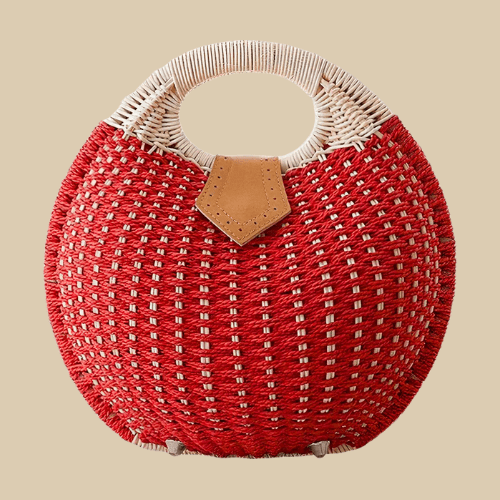 Wicker Round Bag for Women, Boho Summer Crossbody Purse in White, styled as a SheSelects summer accessory