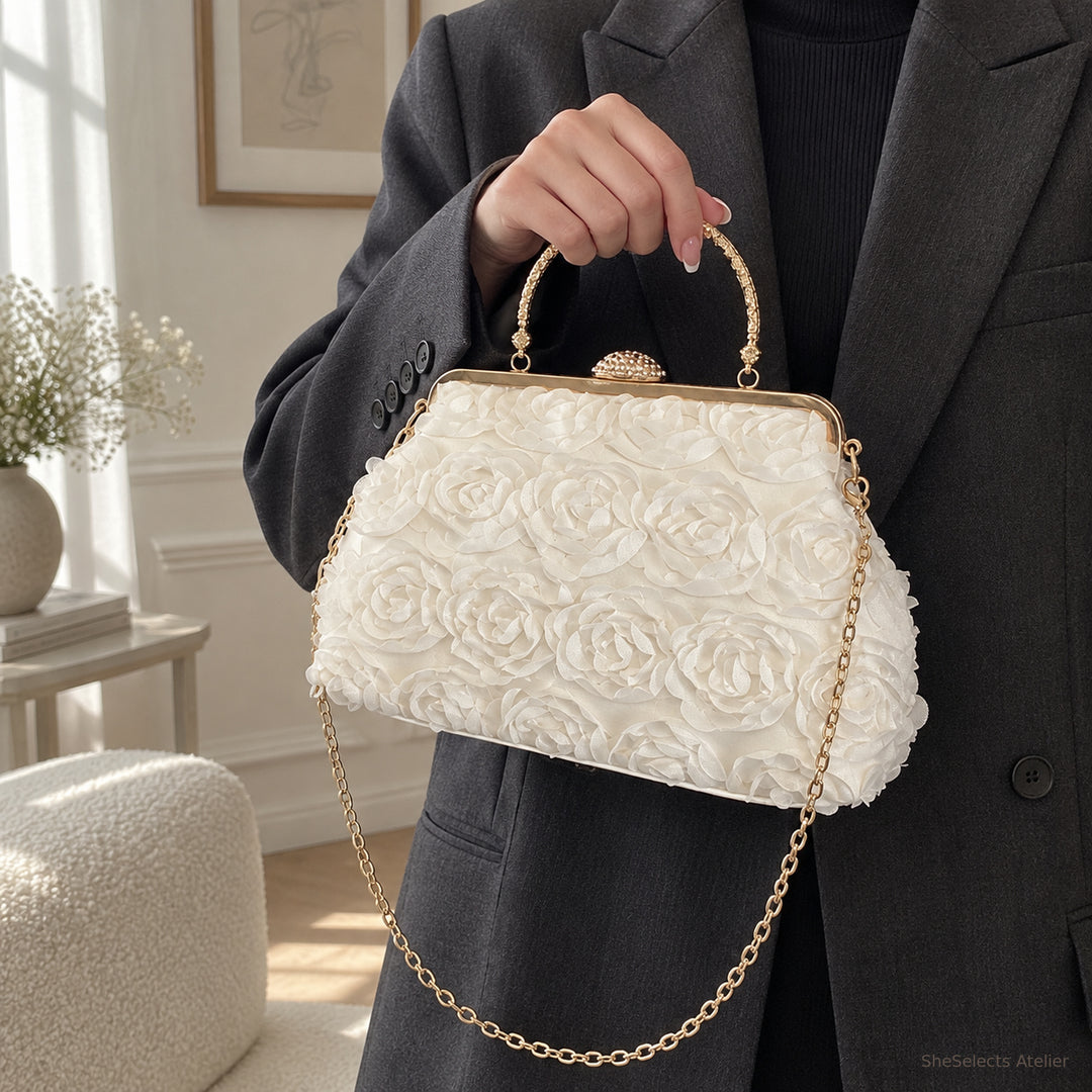 Fleur Rosette Floral Evening Bag for Wedding Guests