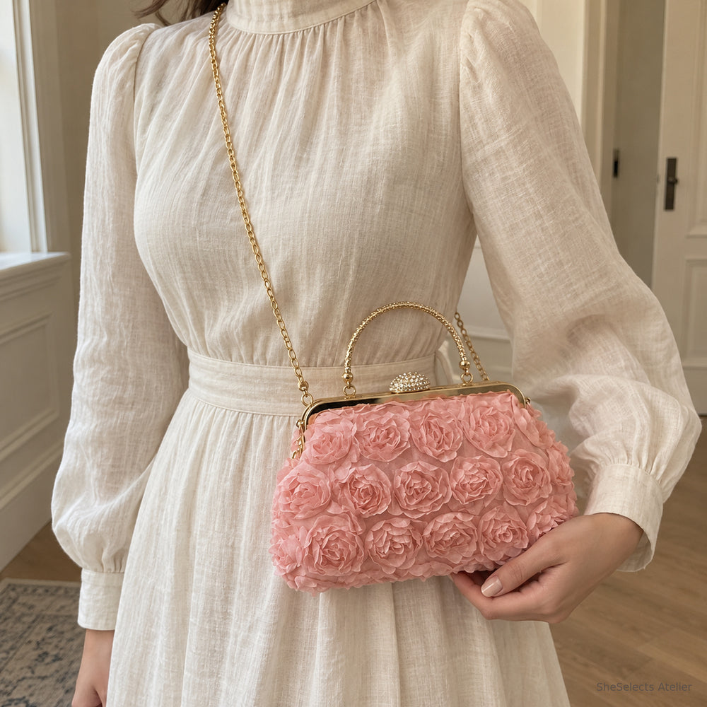 Fleur Rosette Floral Evening Bag for Wedding Guests