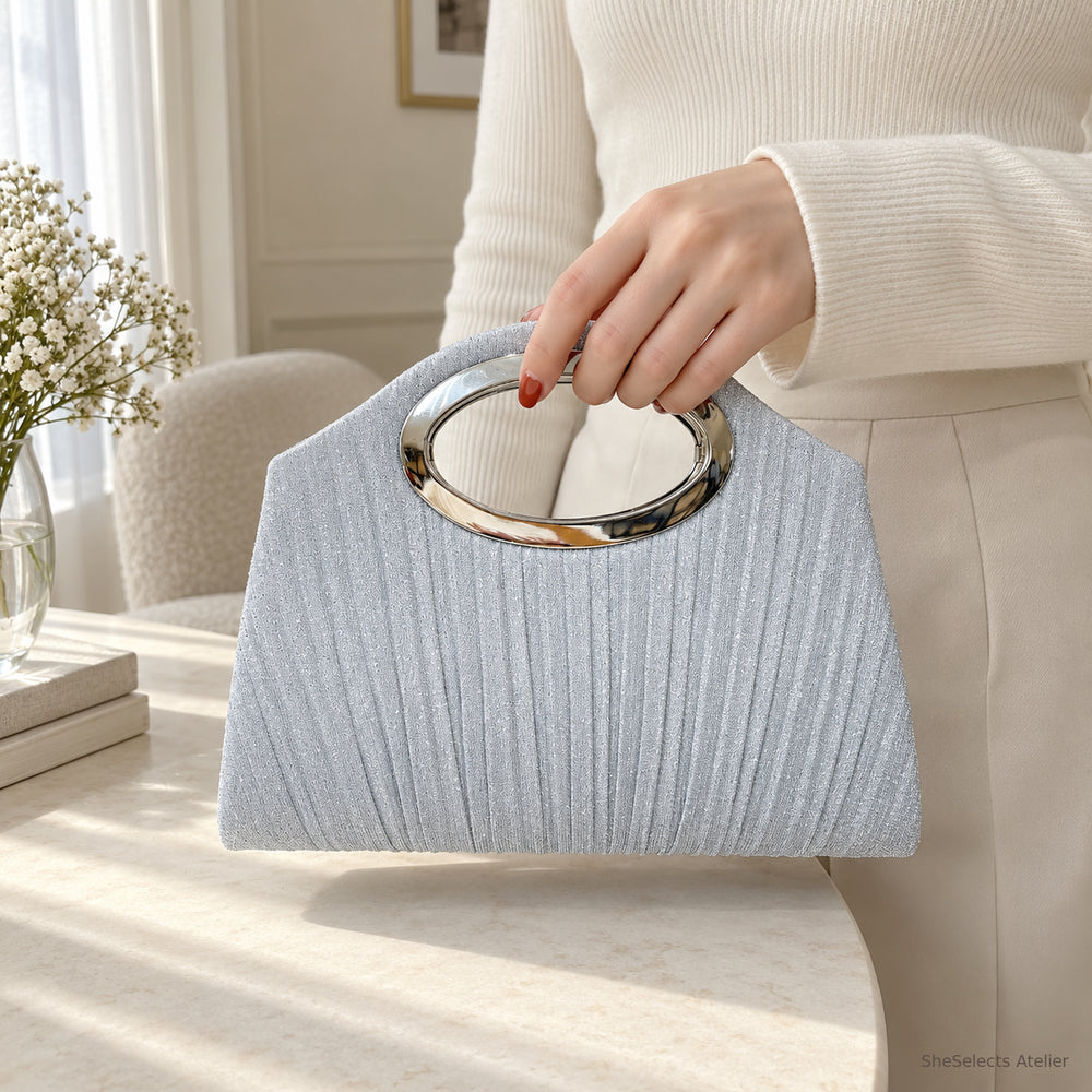 Estelle Oval Handle Pleated Evening Bag for Bridesmaids