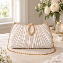 Amelie Pleated Satin Evening Bag for Bridesmaids