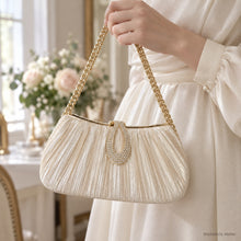 Amelie Pleated Satin Evening Bag for Bridesmaids