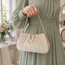 Amelie Pleated Satin Evening Bag for Bridesmaids