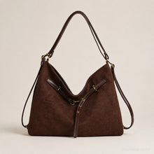 Faux Suede Hobo Bag, Large Slouchy Shoulder Tote with Zipper and Adjustable Straps