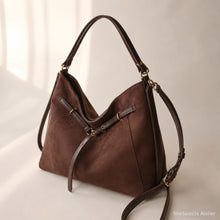 Faux Suede Hobo Bag, Large Slouchy Shoulder Tote with Zipper and Adjustable Straps