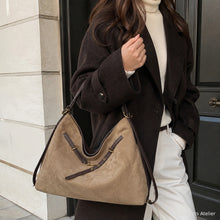 Faux Suede Hobo Bag, Large Slouchy Shoulder Tote with Zipper and Adjustable Straps