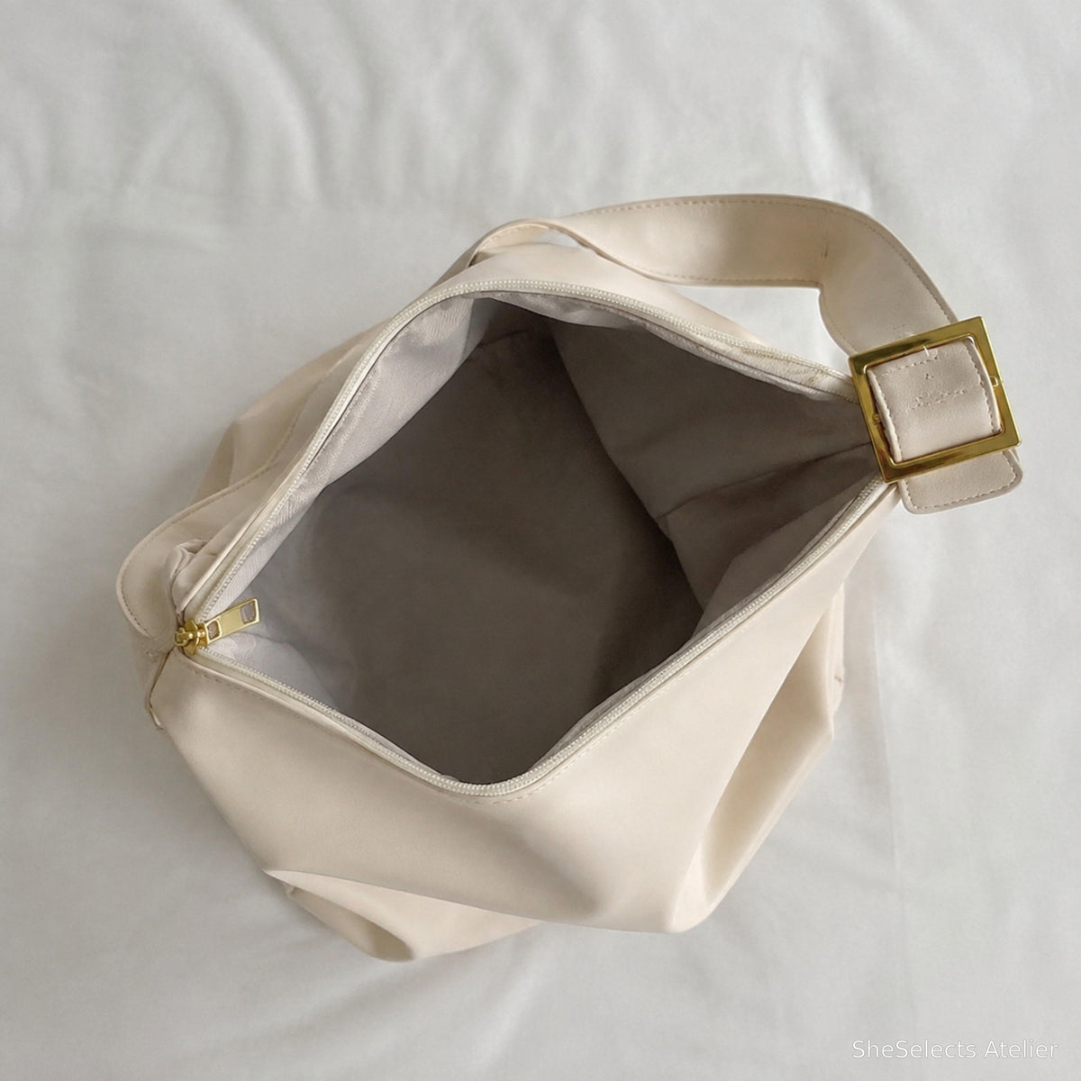 Creamy White hobo bag verified empty single interior
