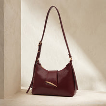 Vegan Leather Shoulder Bag, Small Minimalist Crossbody Purse with Zipper and Front Pocket