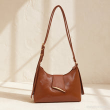 Vegan Leather Shoulder Bag, Small Minimalist Crossbody Purse with Zipper and Front Pocket