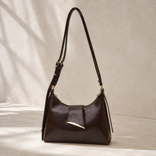 Vegan Leather Shoulder Bag, Small Minimalist Crossbody Purse with Zipper and Front Pocket