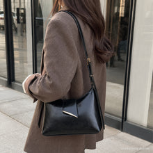 Vegan Leather Shoulder Bag, Small Minimalist Crossbody Purse with Zipper and Front Pocket