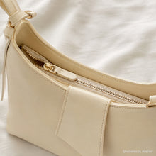 Vegan Leather Shoulder Bag, Small Minimalist Crossbody Purse with Zipper and Front Pocket