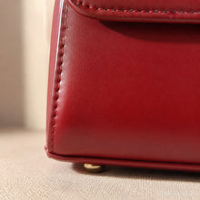Red Retro Shoulder Bag, Structured Top Handle Purse with Crossbody Strap and Gold Clasp