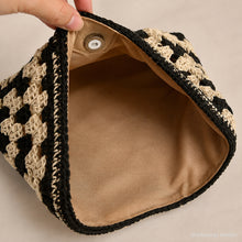 Woven Beach Tote Bag, Boho Shoulder Purse with Beaded Handle and Lined Interior