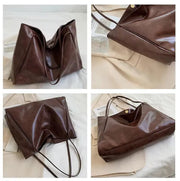 Vegan Leather Tote Bag for Women, Soft Everyday Shoulder Purse in Coffee, styled as a SheSelects summer accessory