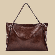 Vegan Leather Tote Bag for Women, Soft Everyday Shoulder Purse in Coffee, styled as a SheSelects summer accessory