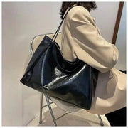 Vegan Leather Tote Bag for Women, Soft Everyday Shoulder Purse in Coffee, styled as a SheSelects summer accessory
