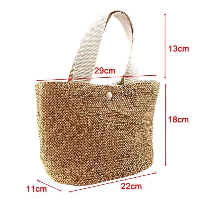 Small Raffia Summer Bag for Women, Natural Summer Vacation Purse in Black, styled as a SheSelects summer accessory