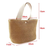 Small Raffia Summer Bag for Women, Natural Summer Vacation Purse in Black, styled as a SheSelects summer accessory