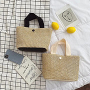 Small Raffia Summer Bag for Women, Natural Summer Vacation Purse in Black, styled as a SheSelects summer accessory