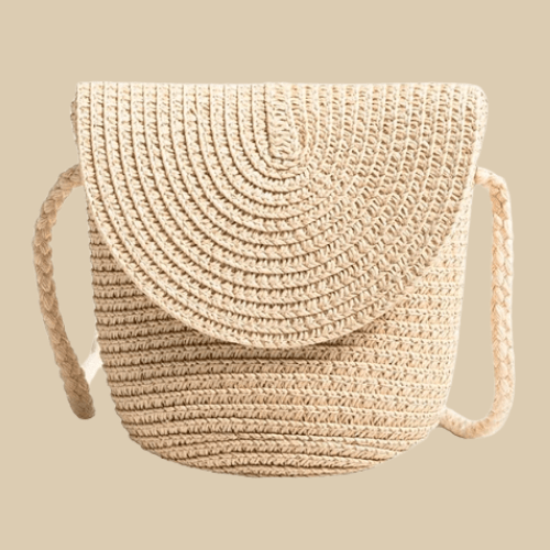 Small Straw Summer Bag for Women, Natural Summer Vacation Purse in Yellow, styled as a SheSelects summer accessory