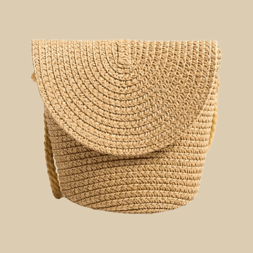 Small Straw Summer Bag for Women, Natural Summer Vacation Purse in Yellow, styled as a SheSelects summer accessory