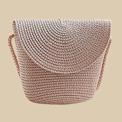 Small Straw Summer Bag for Women, Natural Summer Vacation Purse in Yellow, styled as a SheSelects summer accessory