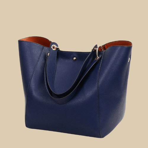 Vegan Leather Tote Bag for Women, Soft Everyday Shoulder Purse in Purple, styled as a SheSelects summer accessory