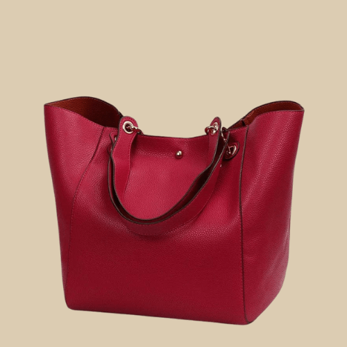Vegan Leather Tote Bag for Women, Soft Everyday Shoulder Purse in Purple, styled as a SheSelects summer accessory