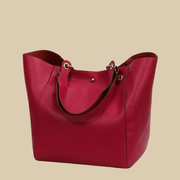 Vegan Leather Tote Bag for Women, Soft Everyday Shoulder Purse in Purple, styled as a SheSelects summer accessory