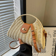 Straw Summer Bag for Women, Natural Summer Vacation Purse in Beige, styled as a SheSelects summer accessory