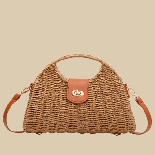Straw Summer Bag for Women, Natural Summer Vacation Purse in Beige, styled as a SheSelects summer accessory