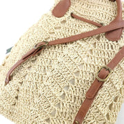 Straw Backpack for Women, Lightweight Summer Travel Bag in Light Brown, styled as a SheSelects summer accessory