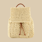 Straw Backpack for Women, Lightweight Summer Travel Bag in Light Brown, styled as a SheSelects summer accessory