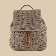 Straw Backpack for Women, Lightweight Summer Travel Bag in Light Brown, styled as a SheSelects summer accessory