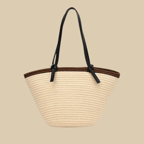 Straw Summer Bag for Women, Natural Summer Vacation Purse in Beige, styled as a SheSelects summer accessory