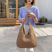 Straw Summer Bag for Women, Natural Summer Vacation Purse in Black, styled as a SheSelects summer accessory
