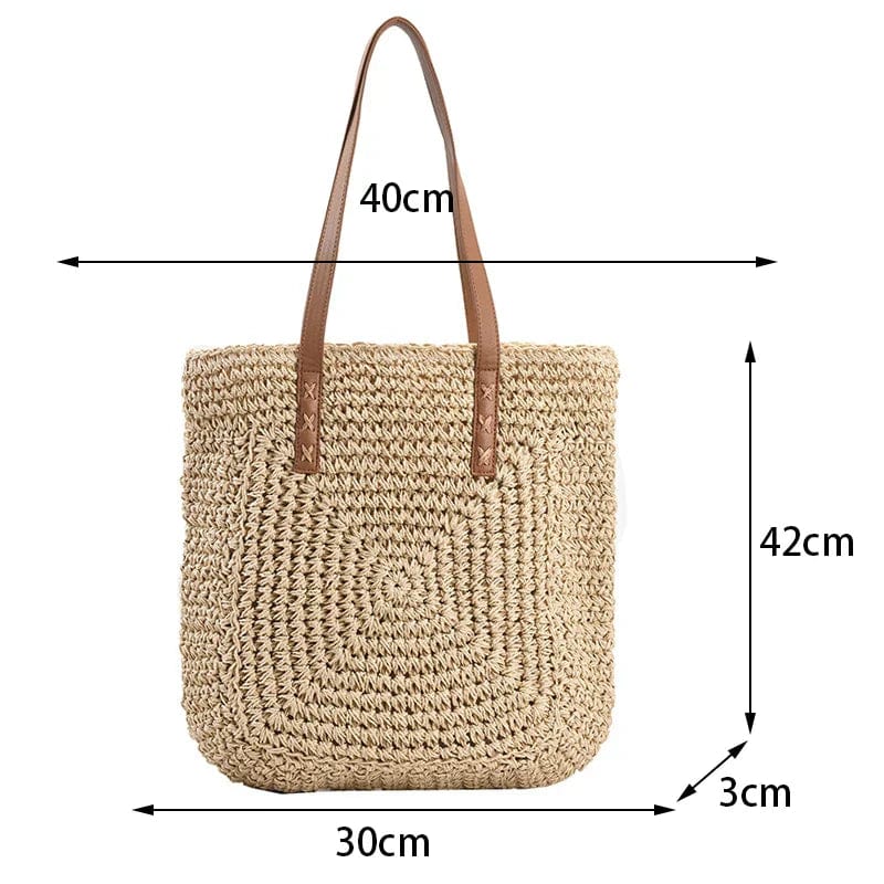 Straw Summer Bag for Women, Natural Summer Vacation Purse in Beige, styled as a SheSelects summer accessory