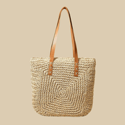 Straw Summer Bag for Women, Natural Summer Vacation Purse in Beige, styled as a SheSelects summer accessory