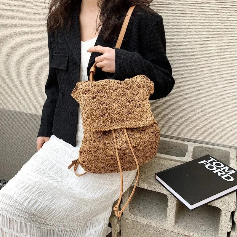 Straw Backpack for Women, Lightweight Summer Travel Bag